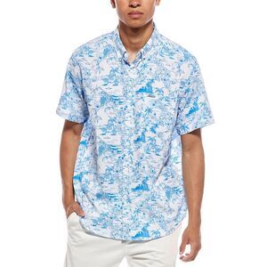 Vintage Summer Mens Performance Shirt, Blue